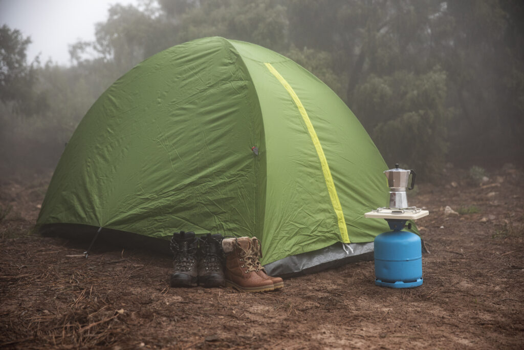 green tent outside 