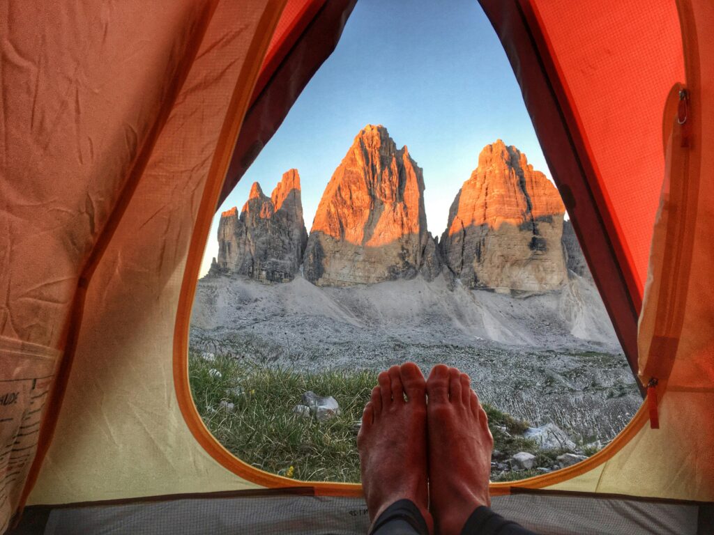 view outside camping tent 
