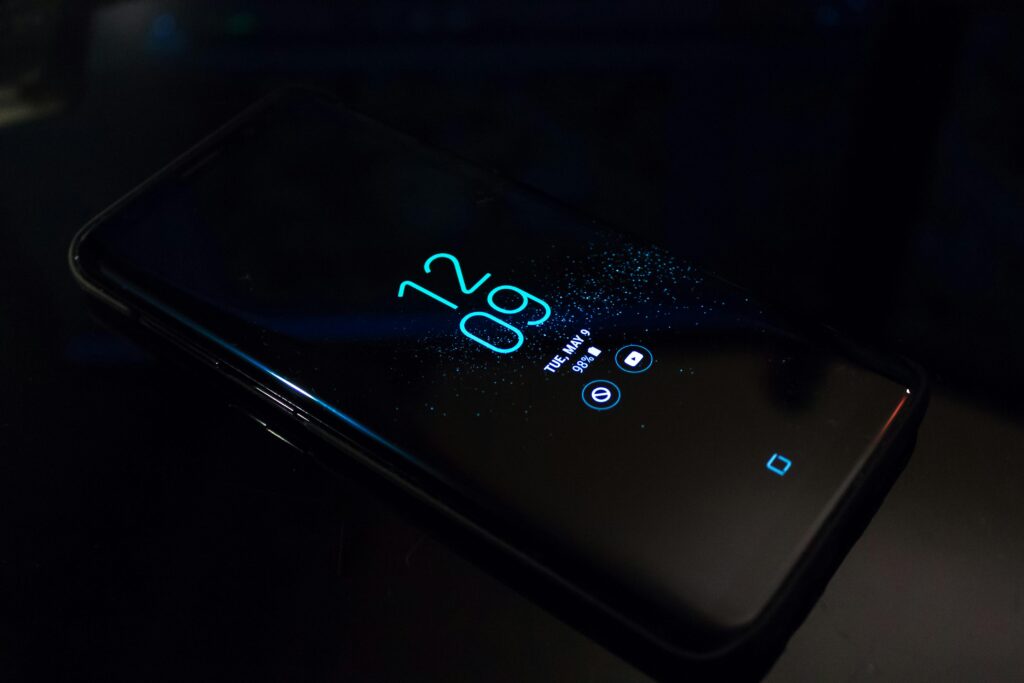 phone showing time