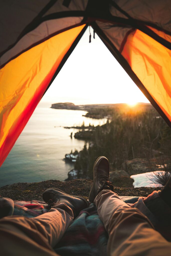 view outside camping tent 