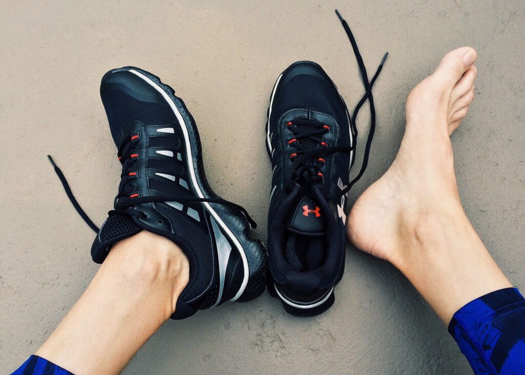 putting shoes on