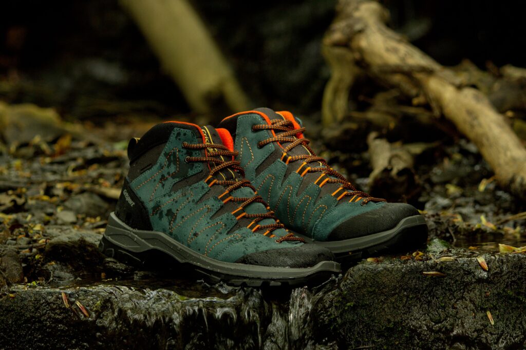 waterproof sneakers on rocks